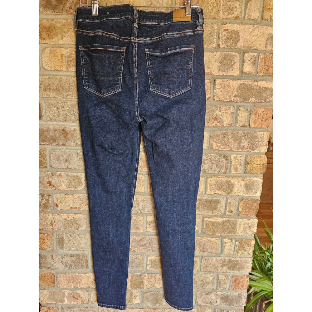 American Eagle Ne(x)t Level Stretch Skinny Jeans Womens 10 Long Dark Wash Denim - Picture 2 of 5